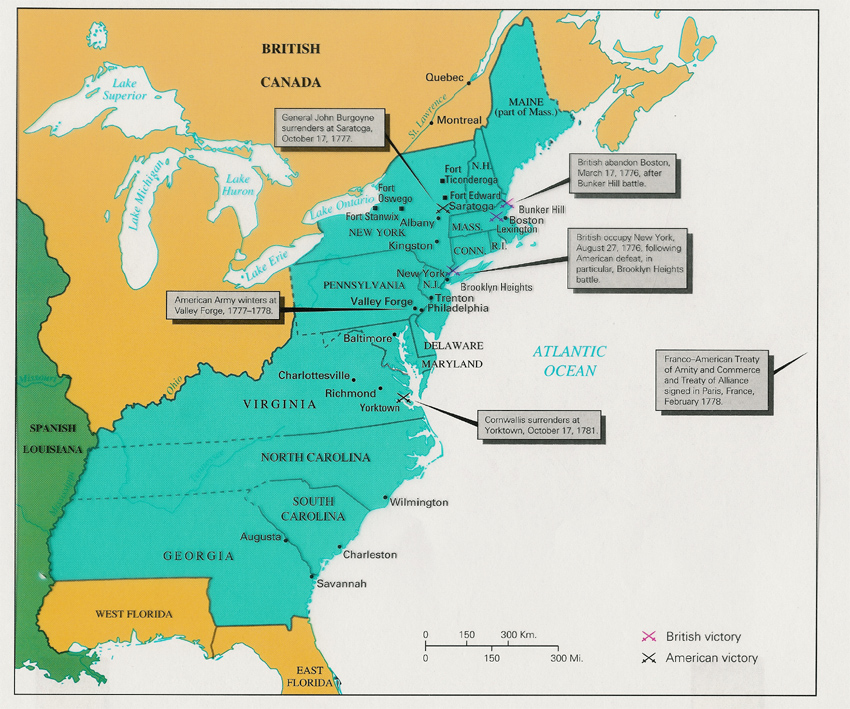 American Revolution Battle Chart And Map